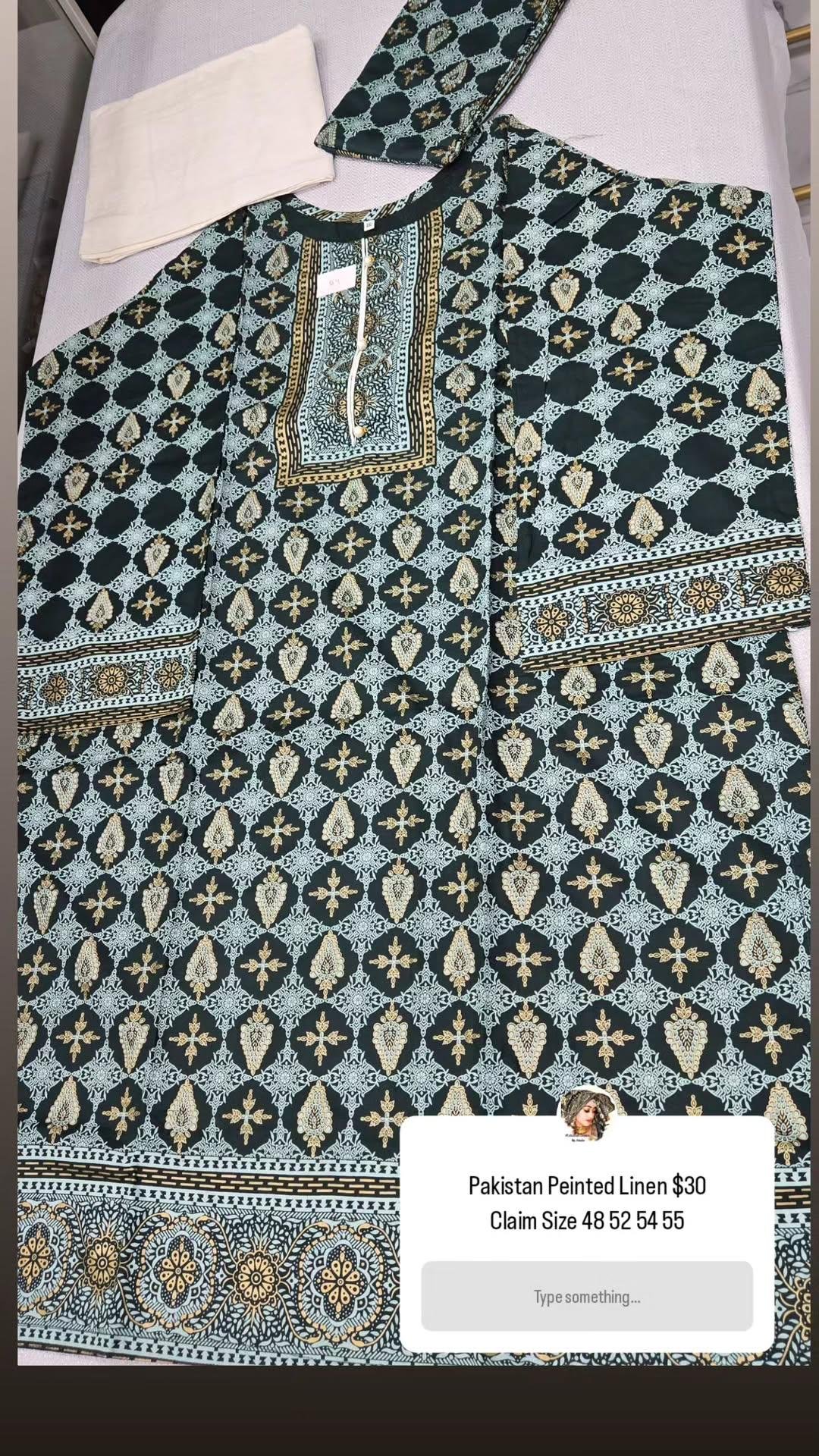 Blue/White Pakistani Linen Dress