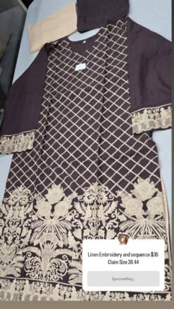 Brown Pakistani Linen Dress