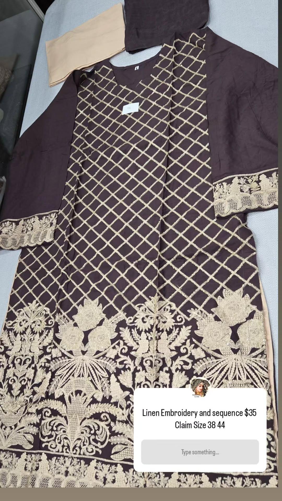 Brown Pakistani Linen Dress