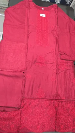 Maroon Pakistani Linen Dress