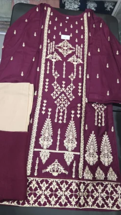 Burgundy Pakistani Linen Dress