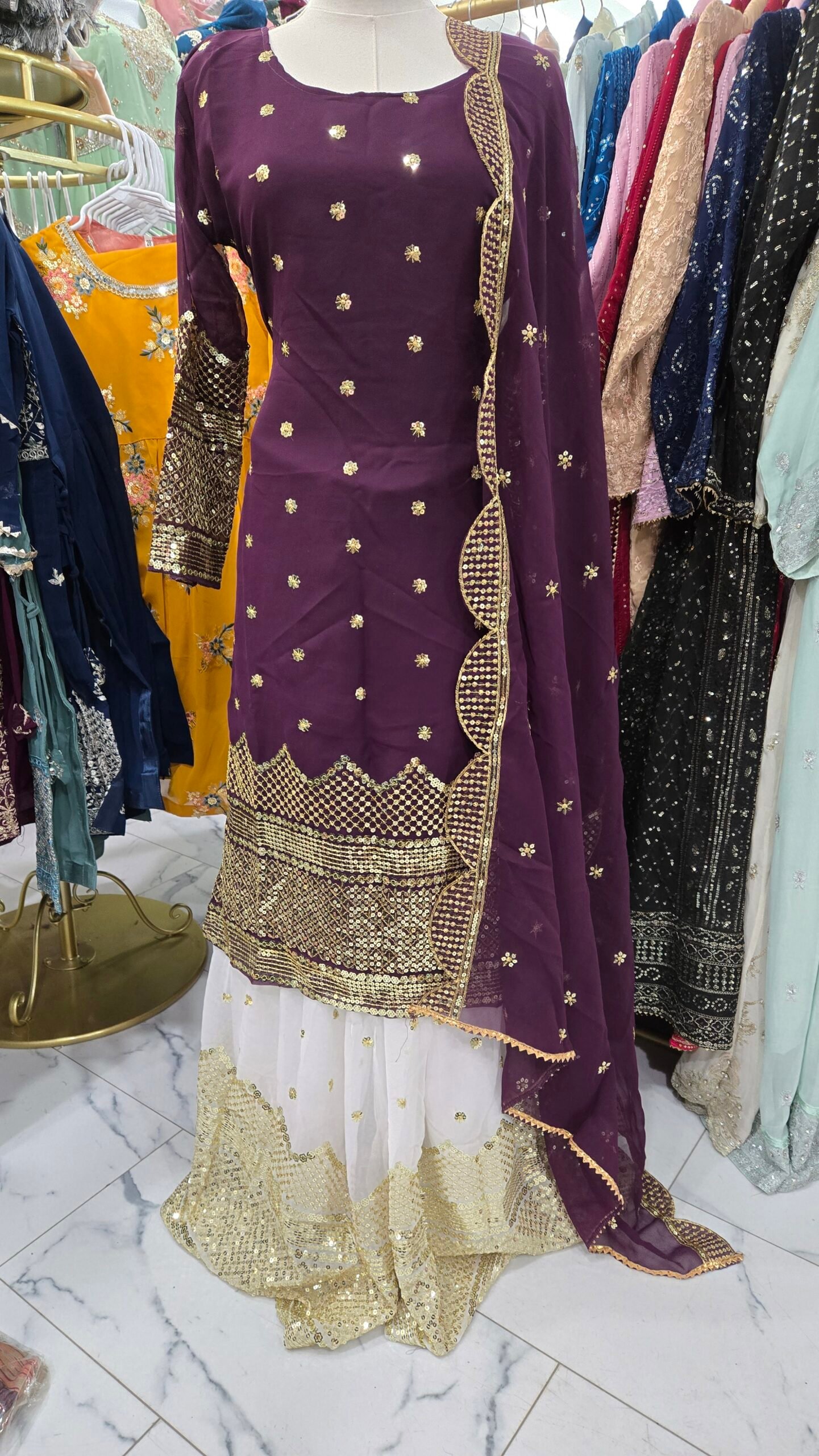 Partywear Plum Sharara