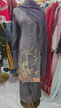 Gray Linen Kameez KC131