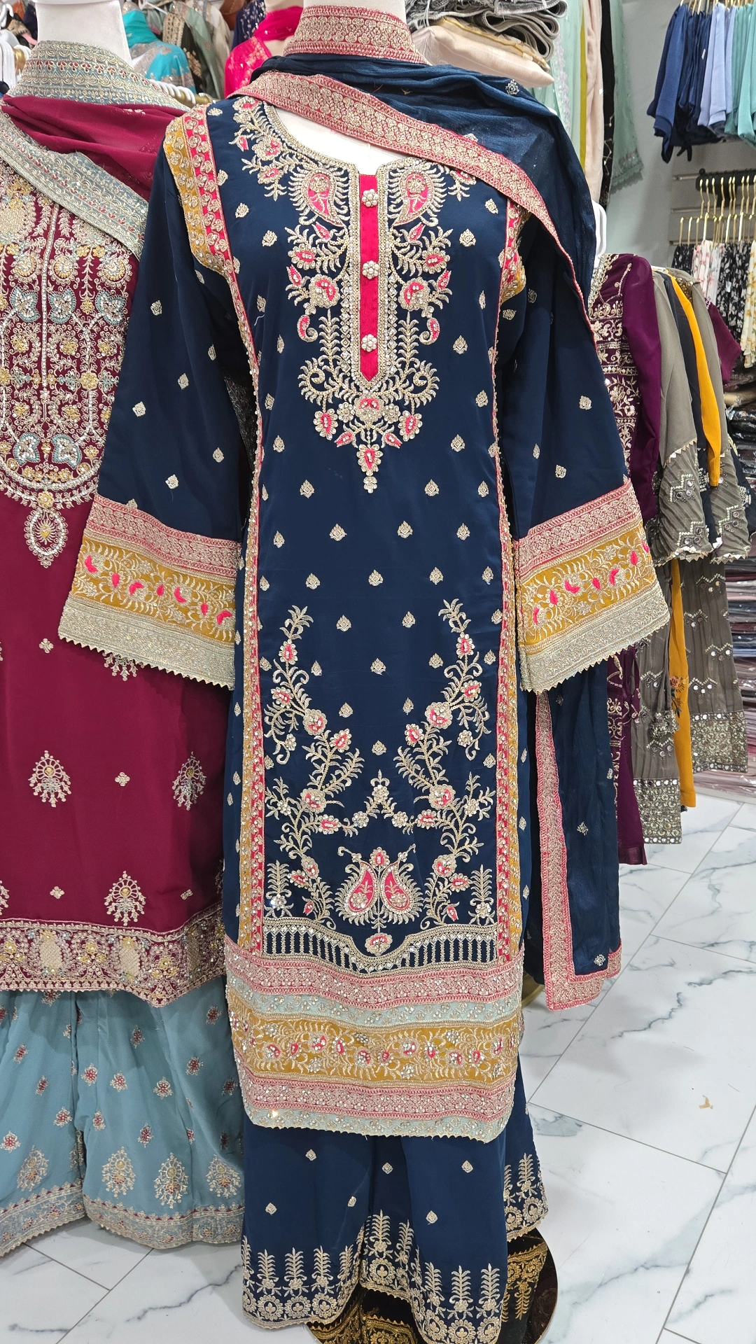 Navy Handwork Sharara KC862