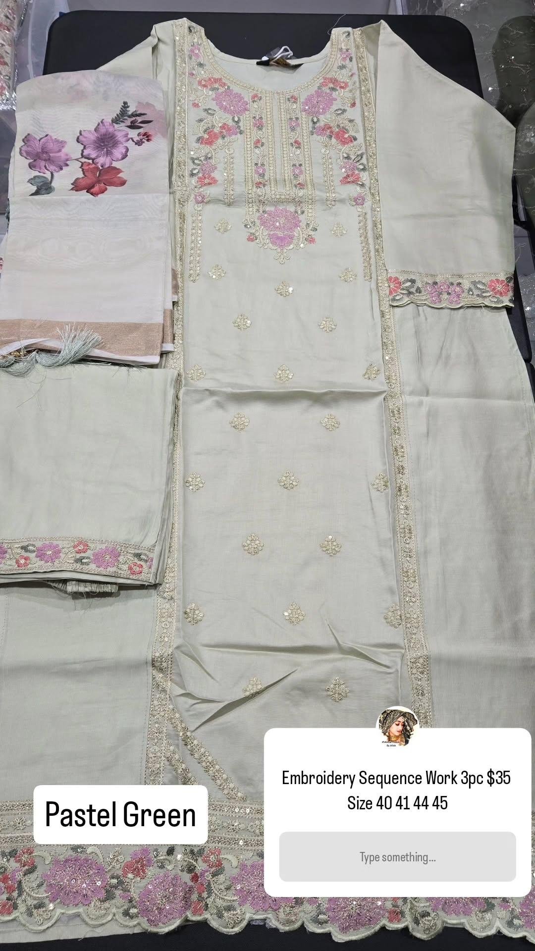 Pastal Green 3PC Linen dress KC549