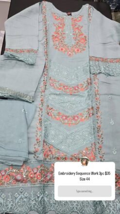 Blue 3PC Linen dress KC545