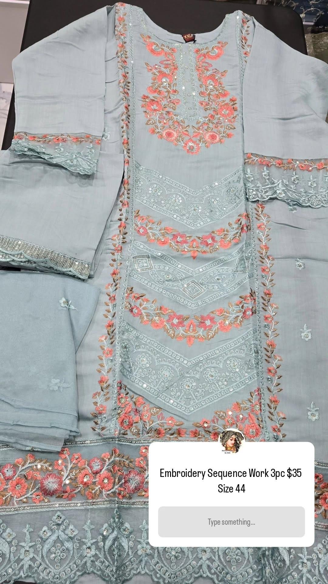 Blue 3PC Linen dress KC545