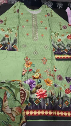 Green 3PC Linen dress KC530