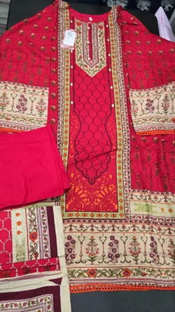 Red 3PC Linen dress KC523