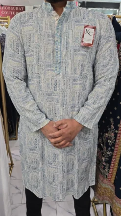Mens Blue Chikankari Panjabi KC411