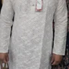 White Mens Chikankari Panjabi Set KC404