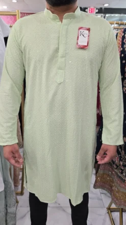 Mens Light Green Chikankari Panjabi KC419