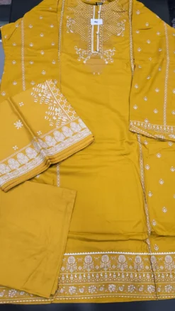 Mustard 3PC Linen dress KC536