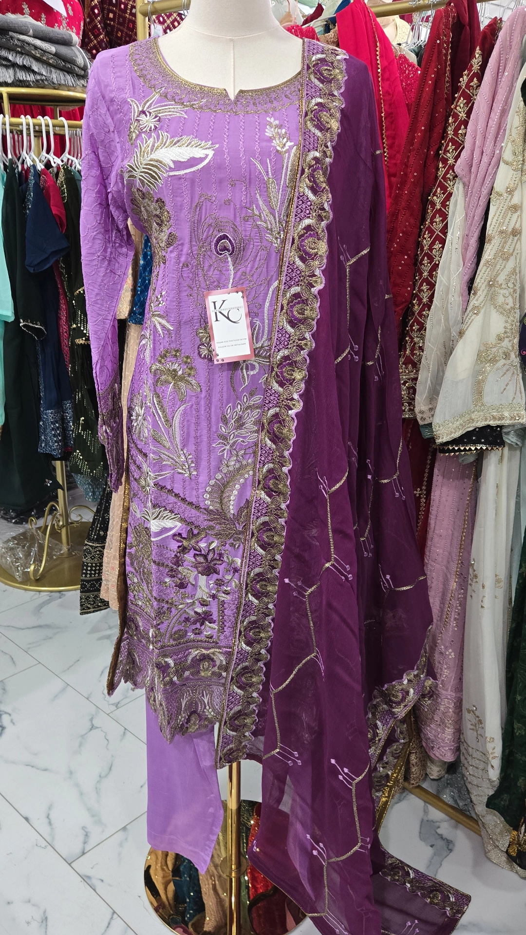 Silk Embroidery Work Kameez KC208