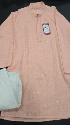 Boys Peach Chikankari Panjabi KC423