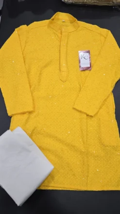 Boys Yellow Chikankari Panjabi KC424