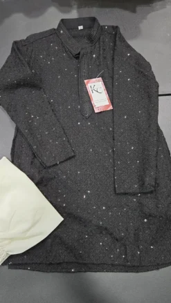 Boys Black Chikankari Panjabi KC426