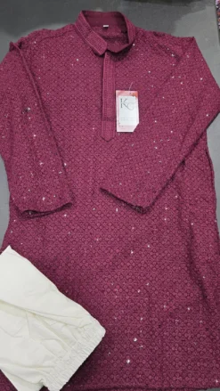 Boys Burgendy Chikankari Panjabi KC427