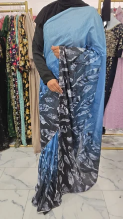 Black/Blue Pleated Saree KC342