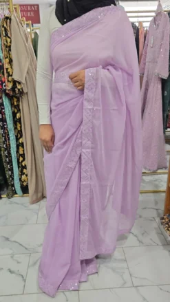 Lavender Pleated Saree with UnReadymade blouse KC349