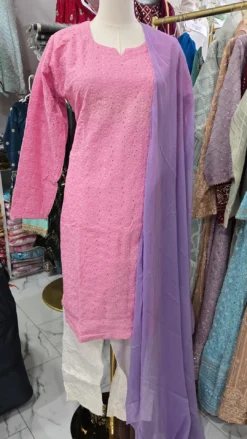 Pink/Purple Chickankari Kameez KC365