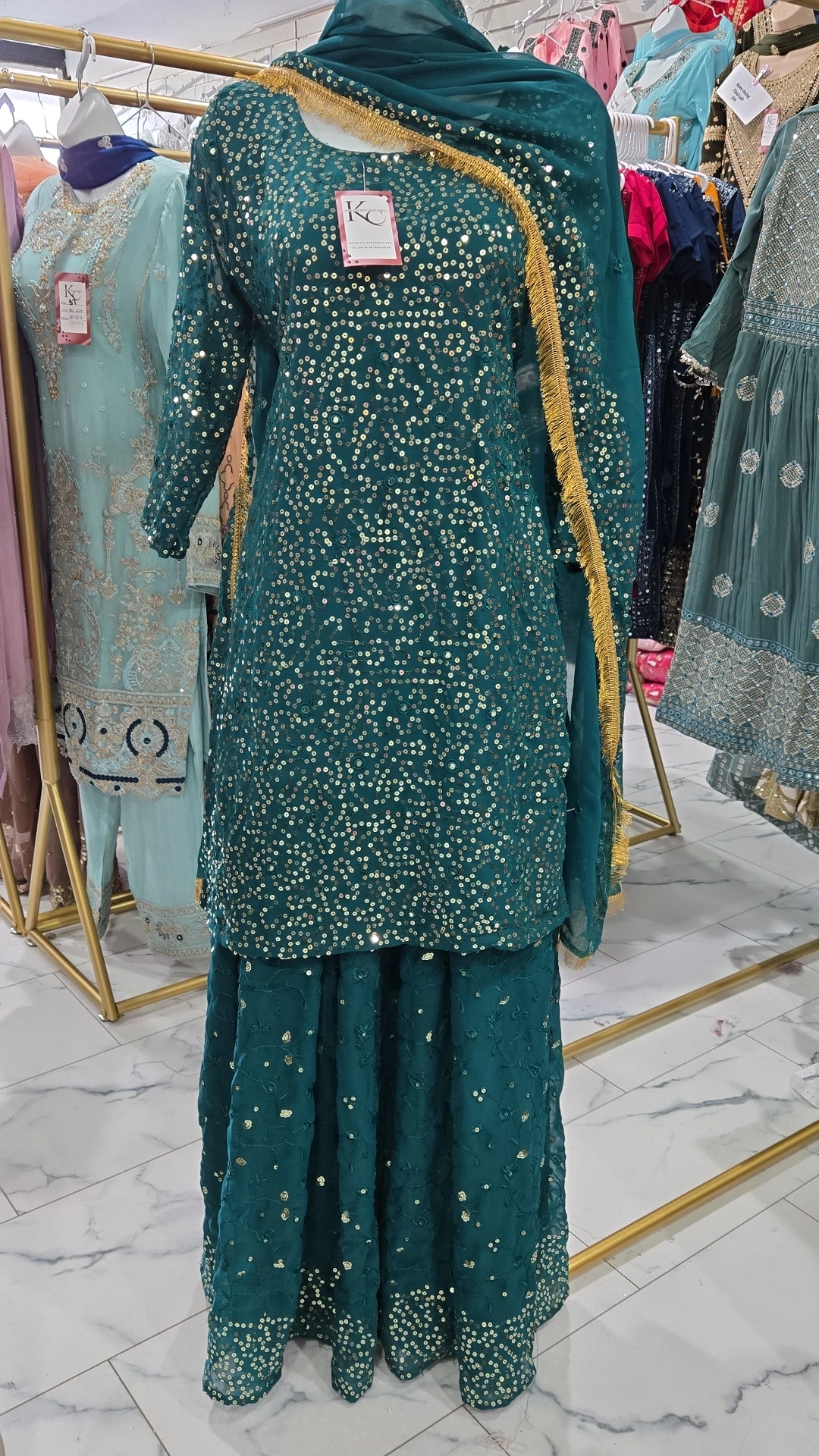Sea Green Sequence Lehenga KC367