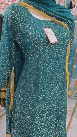 Alternative view of Sea Green Sequence Lehenga KC367