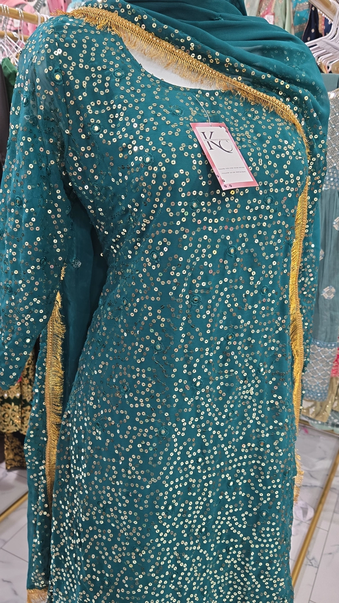 Sea Green Sequence Lehenga KC367 - Image 2
