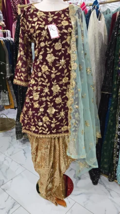 Partywear Patiala Maroon/Gold KC368