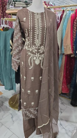 Brown 3PC Linen dress KC461