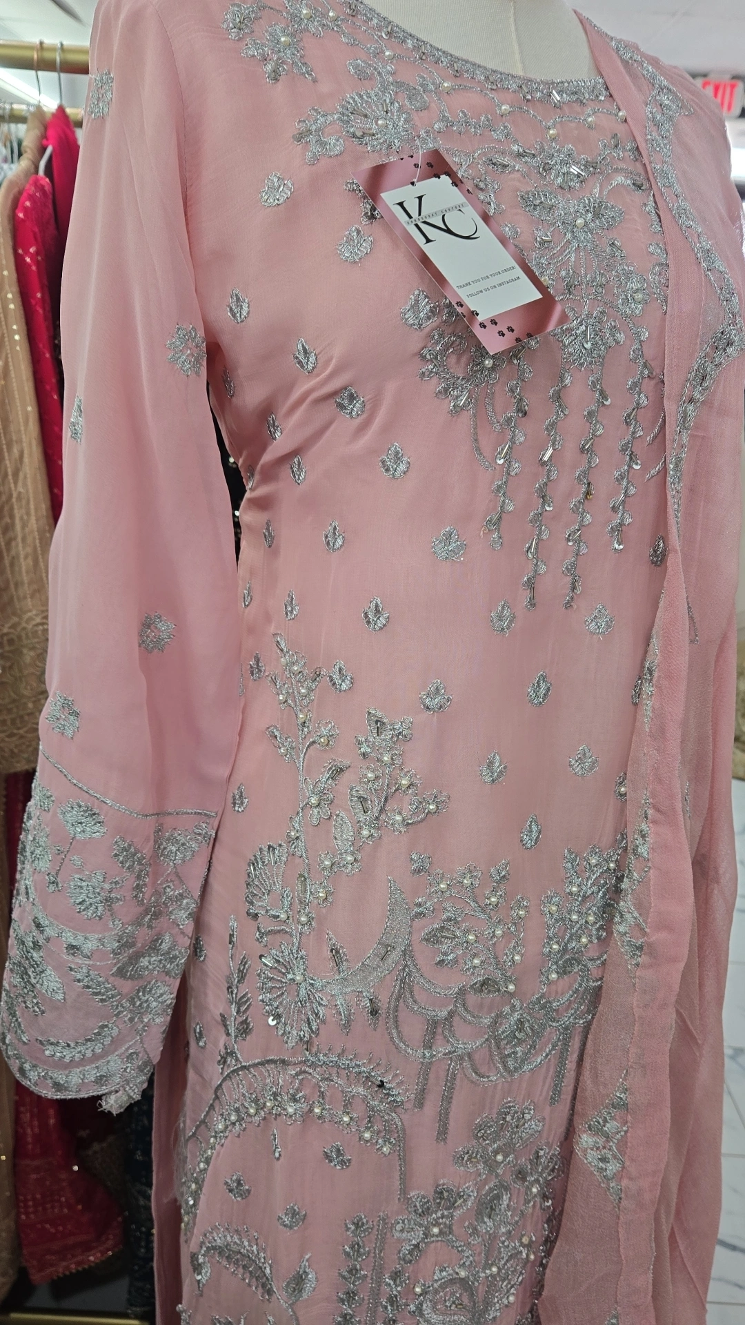 Pink Chiffon Dress KC520 - Image 2