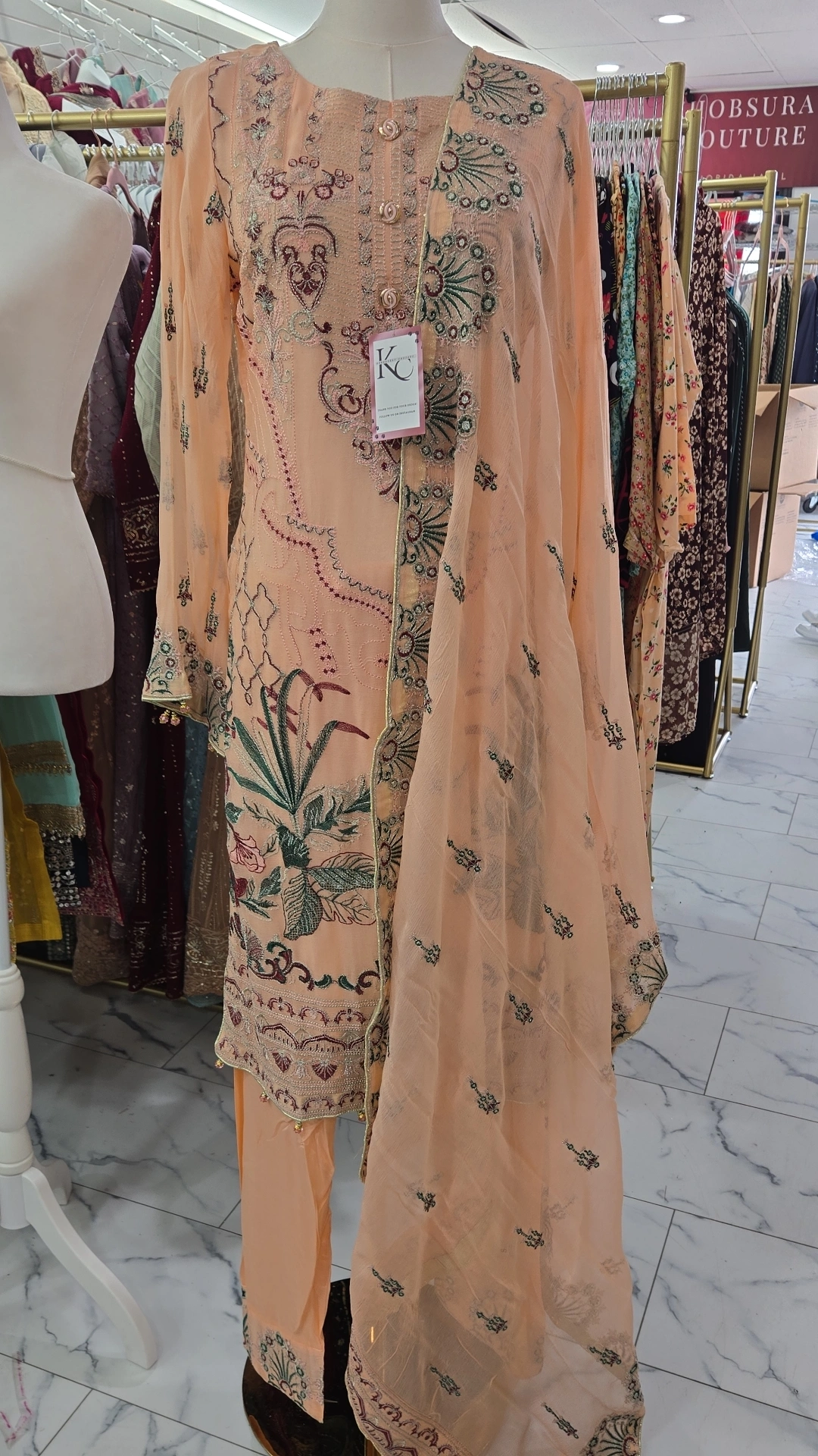 Peach Chiffon Dress KC531