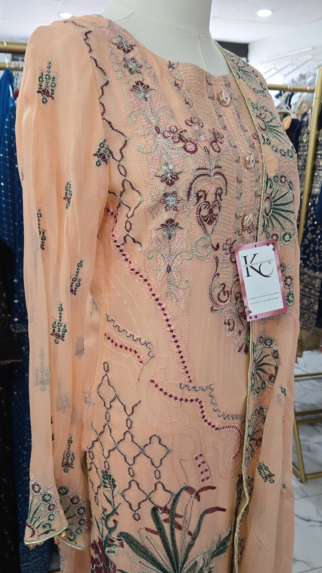 Peach Chiffon Dress KC531 - Image 2