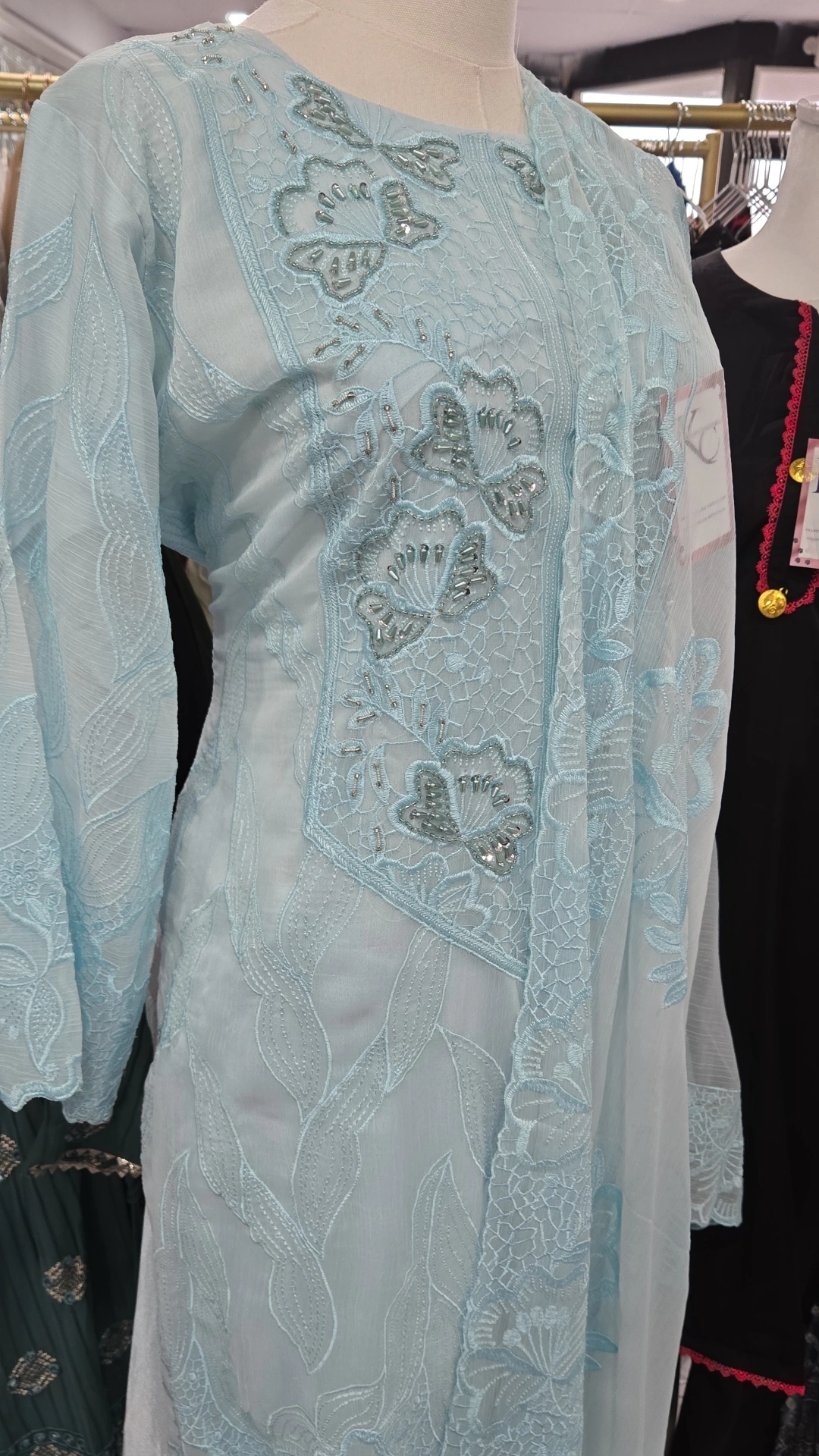 Blue Chiffon Dress KC565 - Image 2