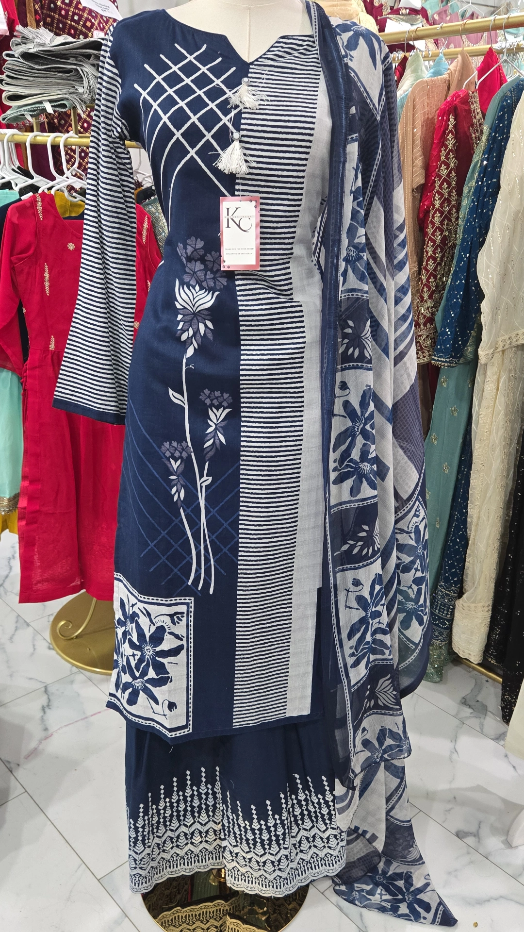 Blue 3PC Cotton dress KC568