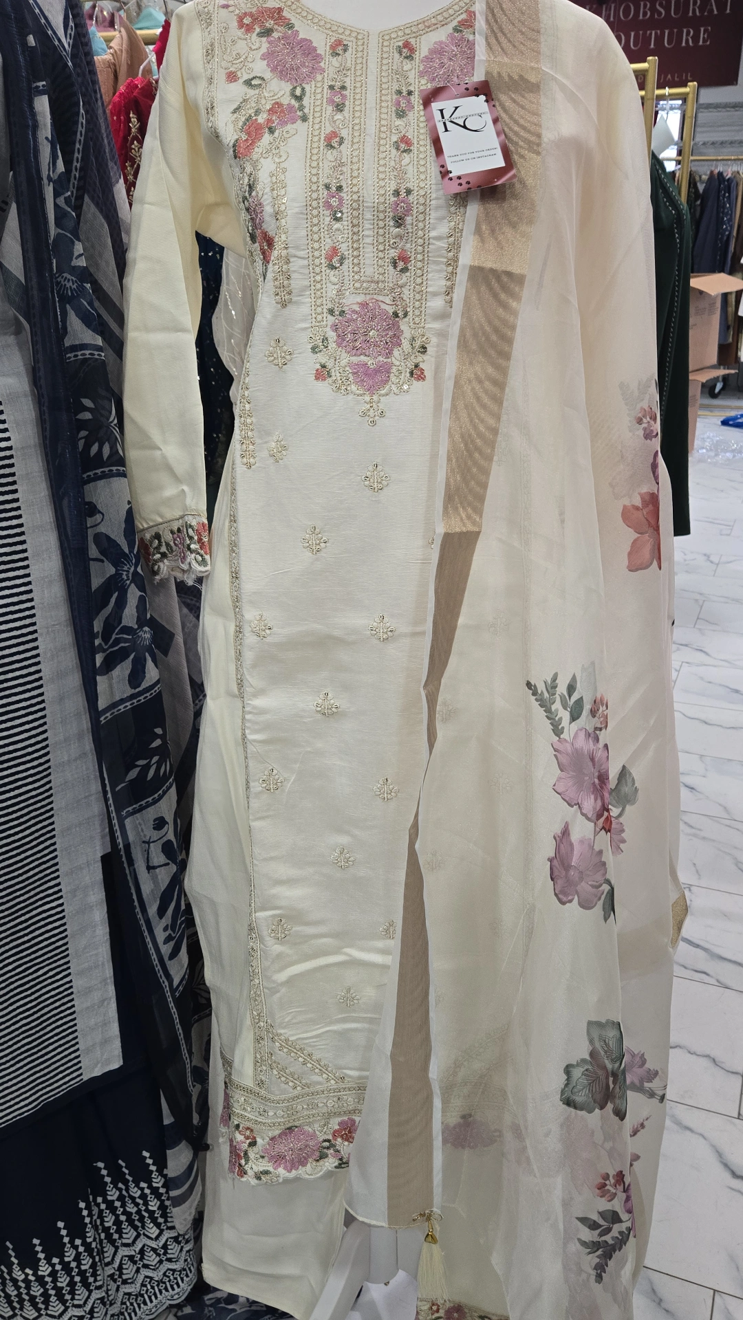 Off white 3PC Linen dress KC569