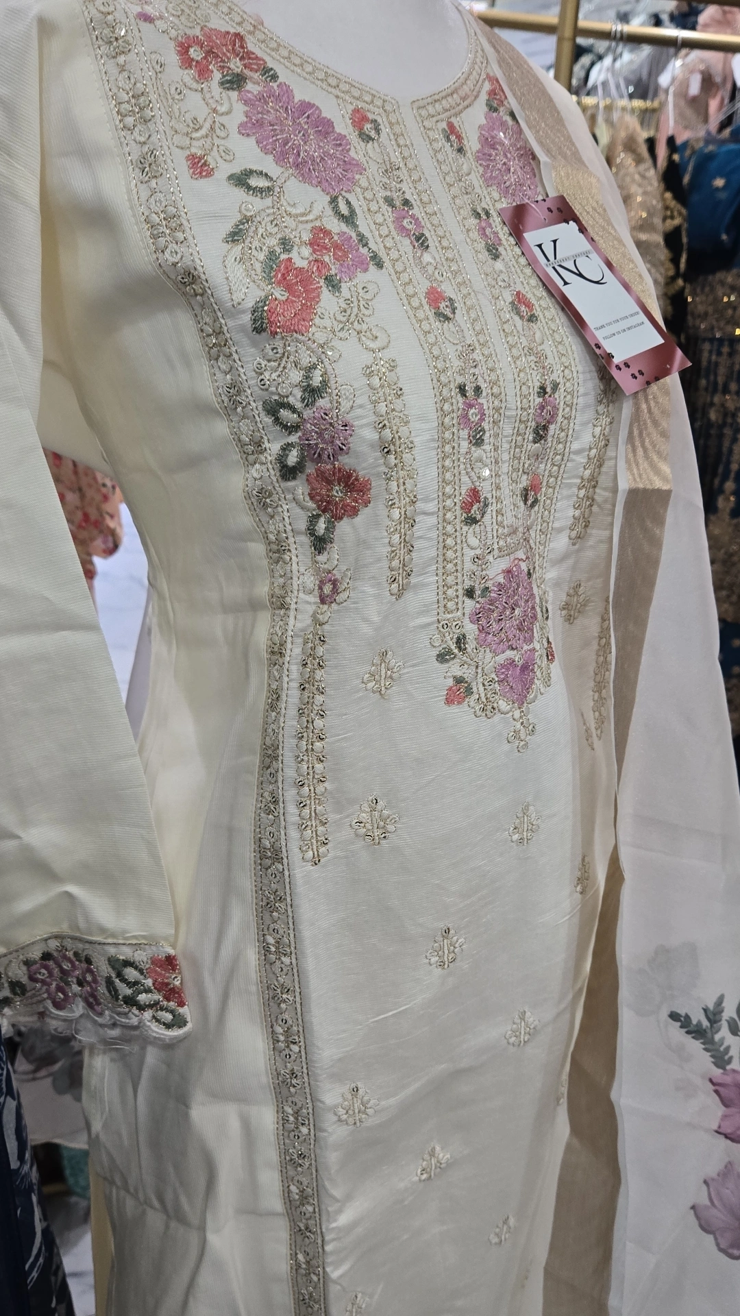 Off white 3PC Linen dress KC569 - Image 2
