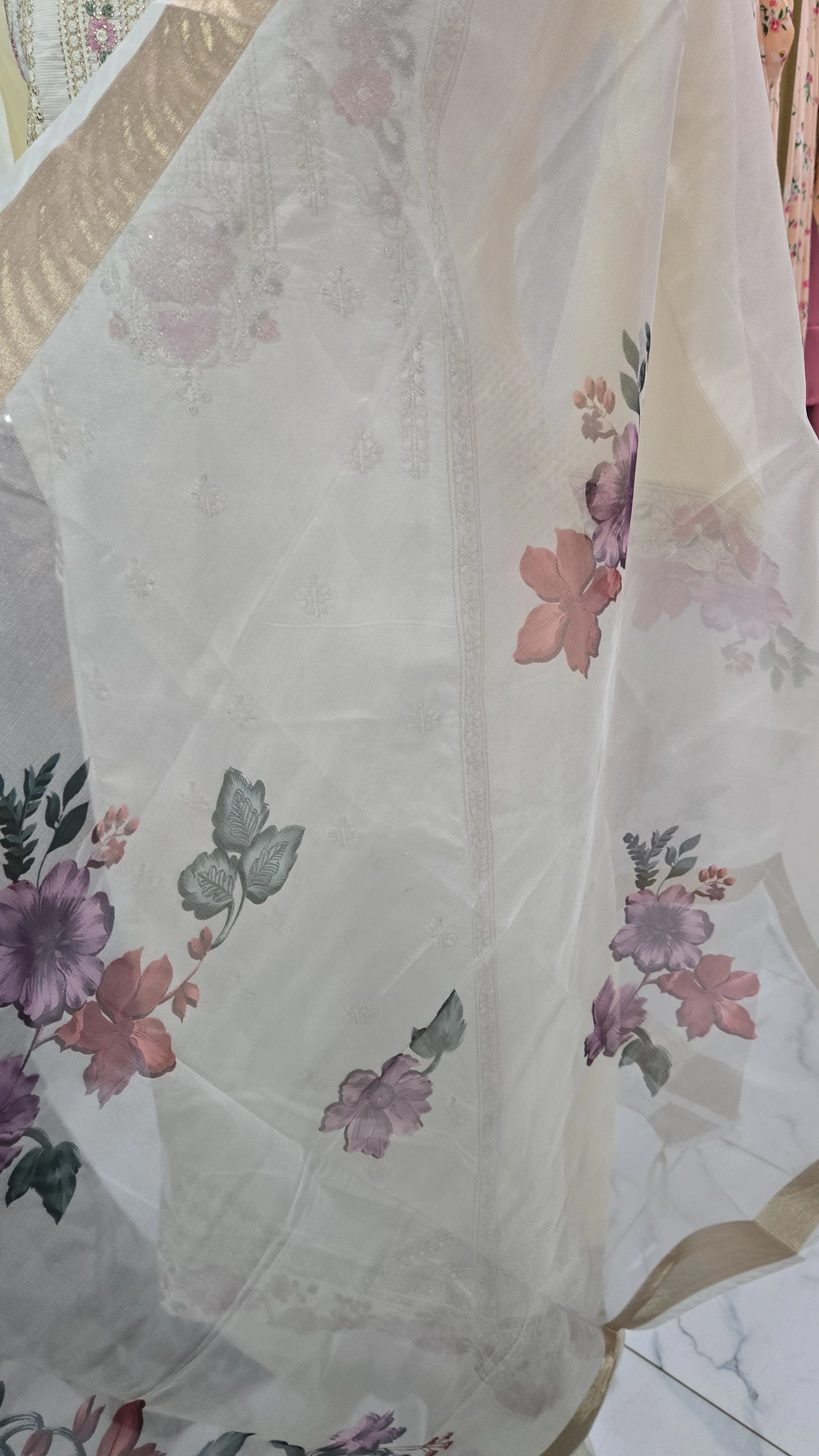 Off white 3PC Linen dress KC569 - Image 3