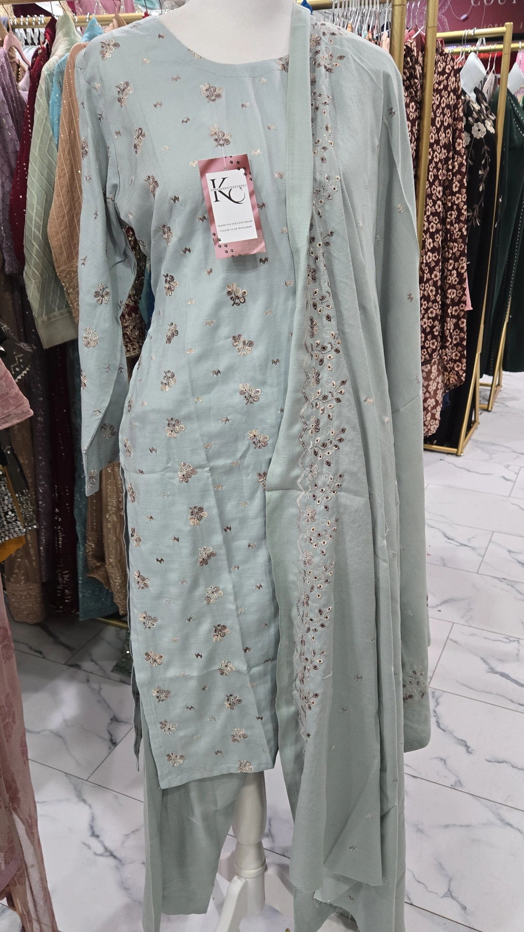 Blue 3PC Cotton dress KC573