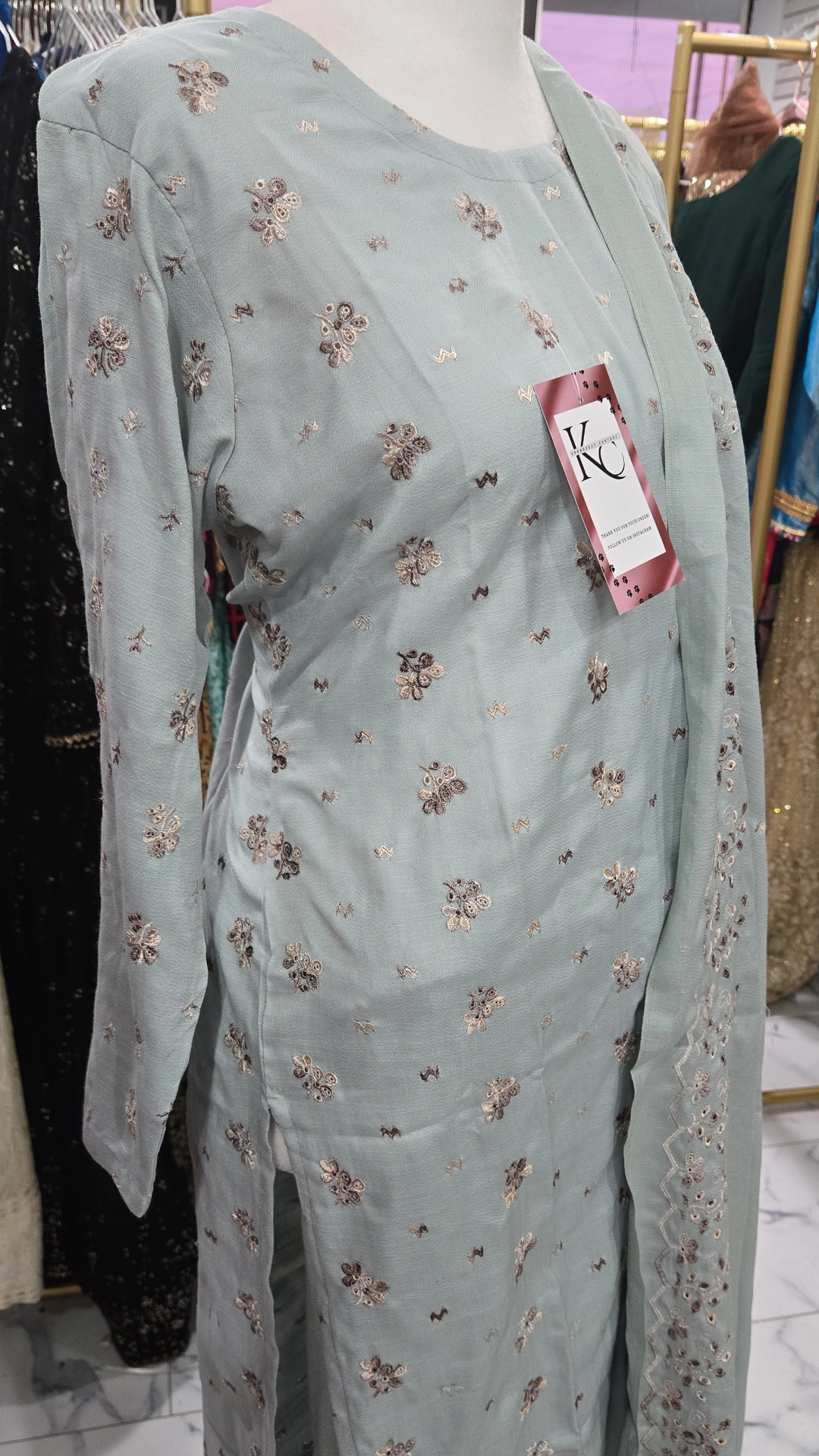 Blue 3PC Cotton dress KC573 - Image 2