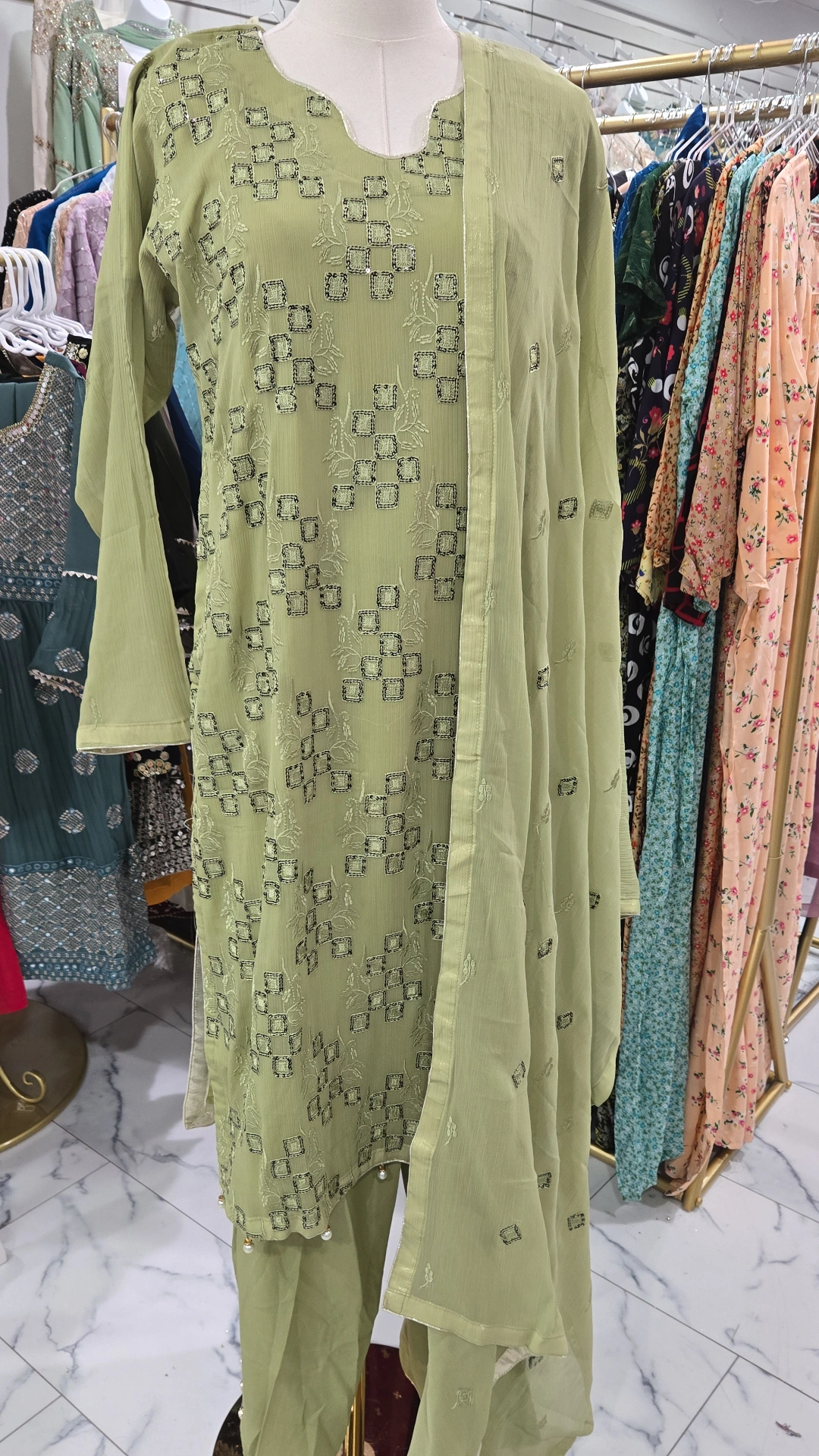 Green Chiffon Dress KC583
