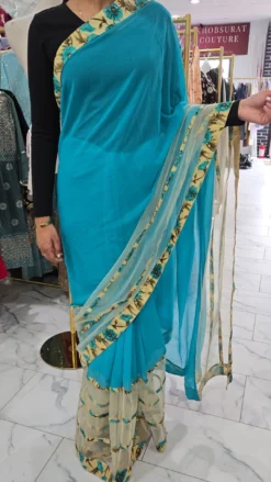 Teal Georgette Saree KC634
