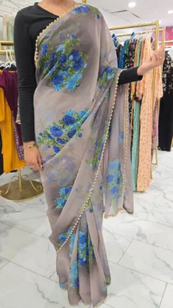 Chiffon Pearl Saree KC643