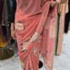 Chiffon Pearl Saree With NO Blouse KC648