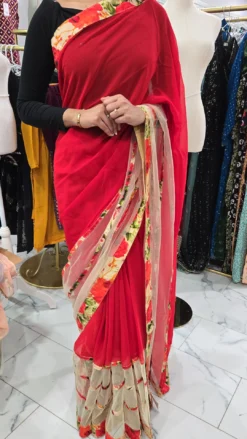 Red Georgette Saree KC635