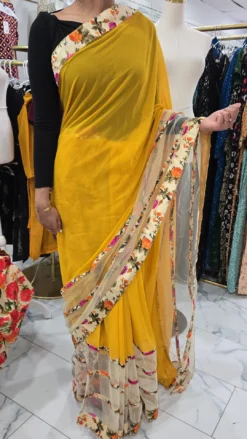 Mustard Georgette Saree KC637
