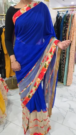 Blue Georgette Saree KC636