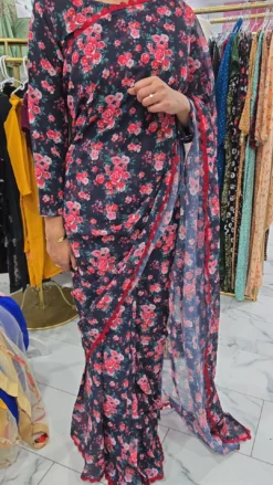 Readymade Pleated Chiffon Saree KC641