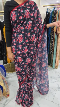 Readymade Pleated Chiffon Saree KC642