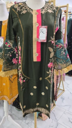 Green Linen Kurti Top KC666